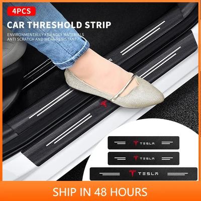 Car Door Sill Stickers Protector Threshold Decoration Anti Scratch Film Protection For Roadster Model S Model X Model 3
