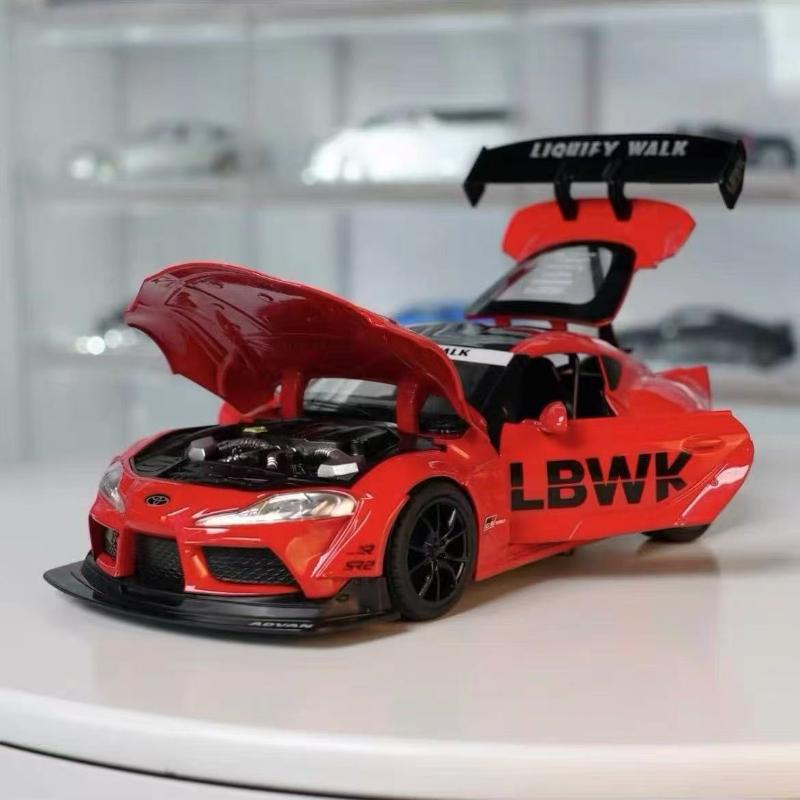 FAJC5 1:22 Toyota SUPRA Alloy Racing Car Model Diecasts & Toy Metal Vehicles Car Model High Simulation Sound and Light Kids Gifts