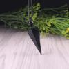 Natural Obsidian Stone Crystal Point Pendant Black Stone Charm Necklace Amulet