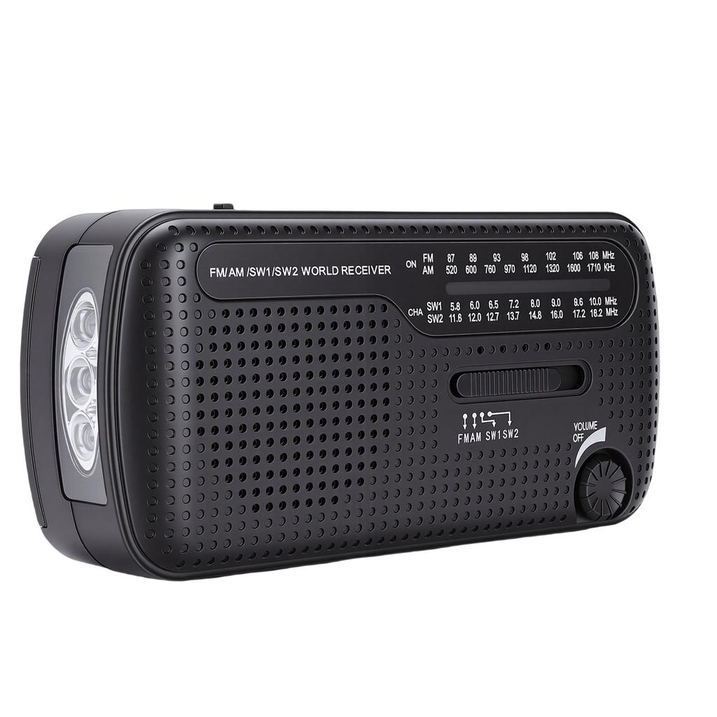 Portable Solar Radio NOAA Weather Hand Crank AM FM Shortwave Emergency Radio with LED Flashlight