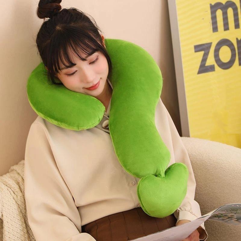 Weiches Plüsch-Nackenkissen in langer Fragezeichenform Ergonomisches Design Bequeme Nackenstütze für Reisen Büro Nickerchen Lange Fahrten