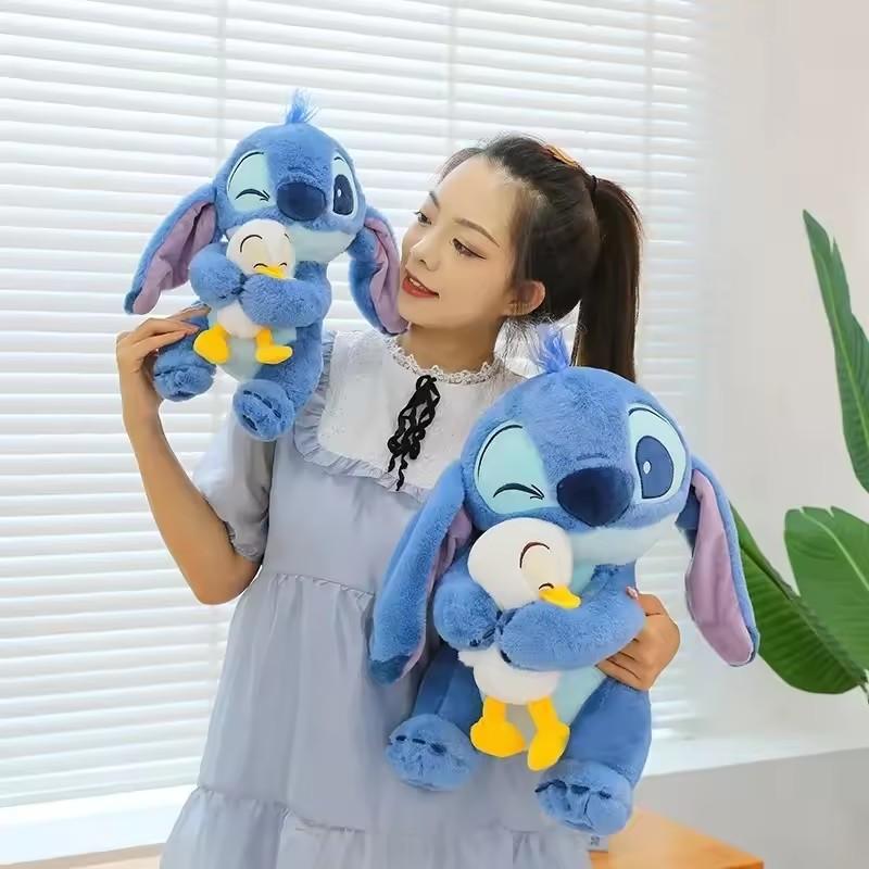 Cute Stitch Plush Doll Kawaii Lilo Stuffed Toy Christmas Gift for Kids Birthday Decoration Soft Duck Stitch