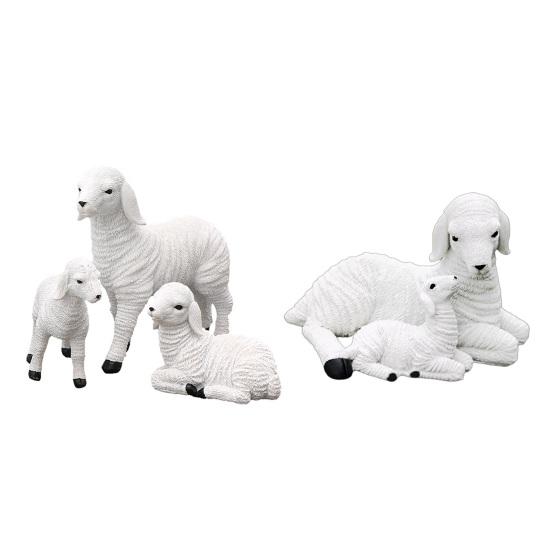 Harz Lamm Figur Kleine Schaf Familie Statue Rustikale Bauernhaus Tier Skulptur für Feengarten Hof Terrasse Landschaftsgestaltung Dekor