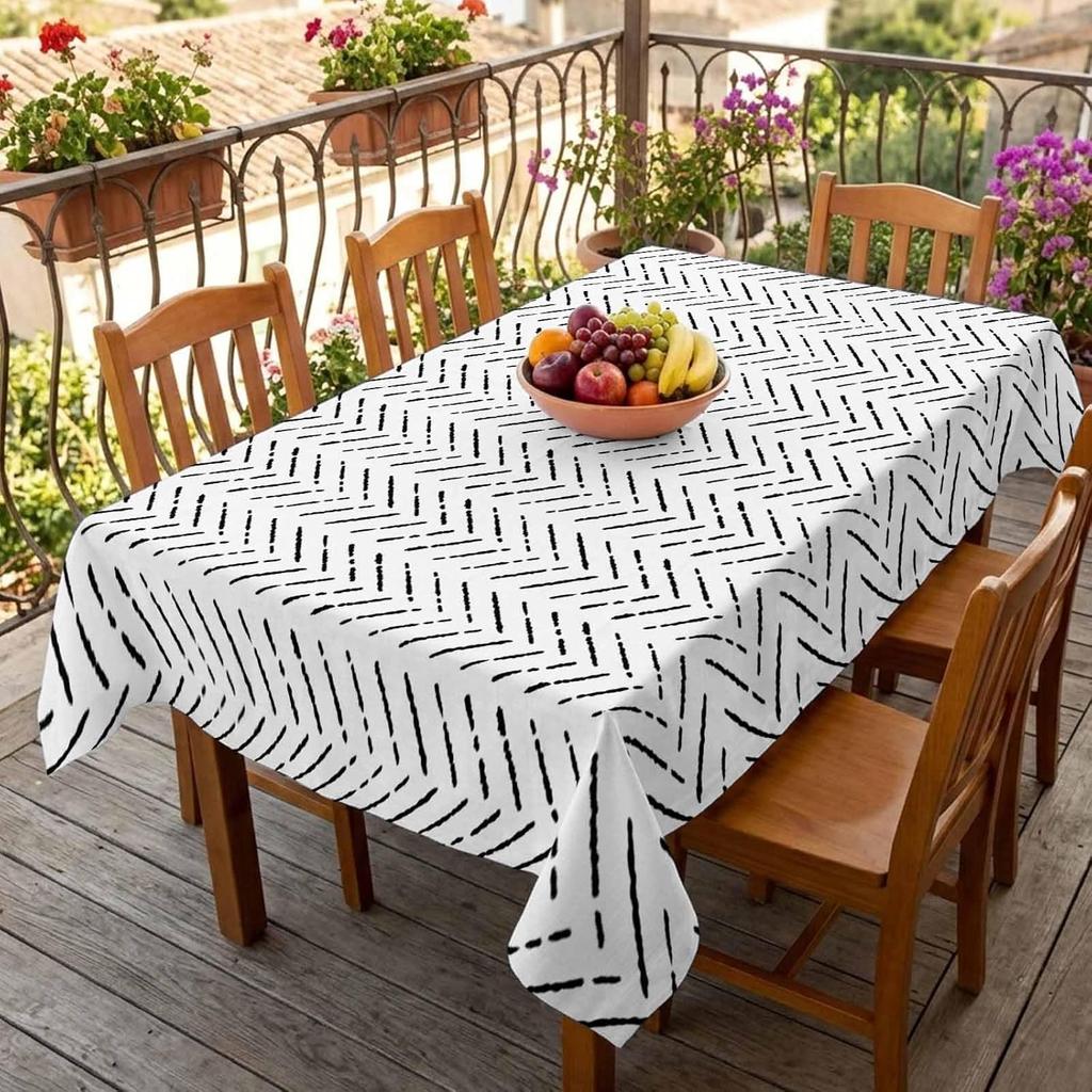 Modern Black Line Minimalist Rectangle Tablecloth for Table Decor Reusable Farmhouse Kitchen Dining Tablecloth Party Decor