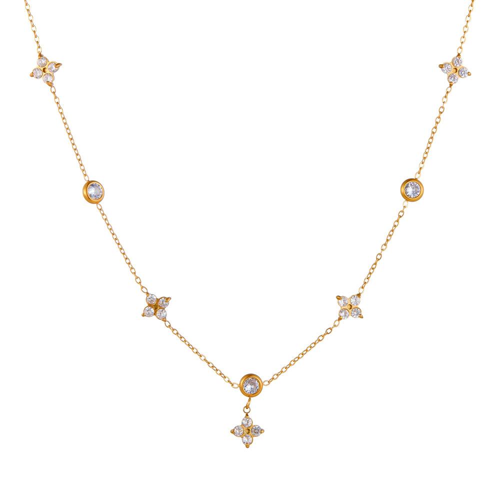 Κολιέ Τετράφυλλο Τριφύλλι με Κρύσταλλα, Κρεμαστό Λουλούδι Ψυχρού Ανέμου, Αλυσίδα Κλείδας Θερμοκρασίας