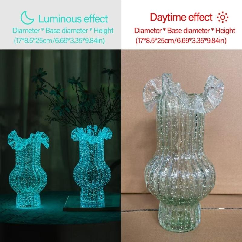 QX2E Fluorescent Glass Flower Vases for Home and Office Centerpices Shelf Decoration