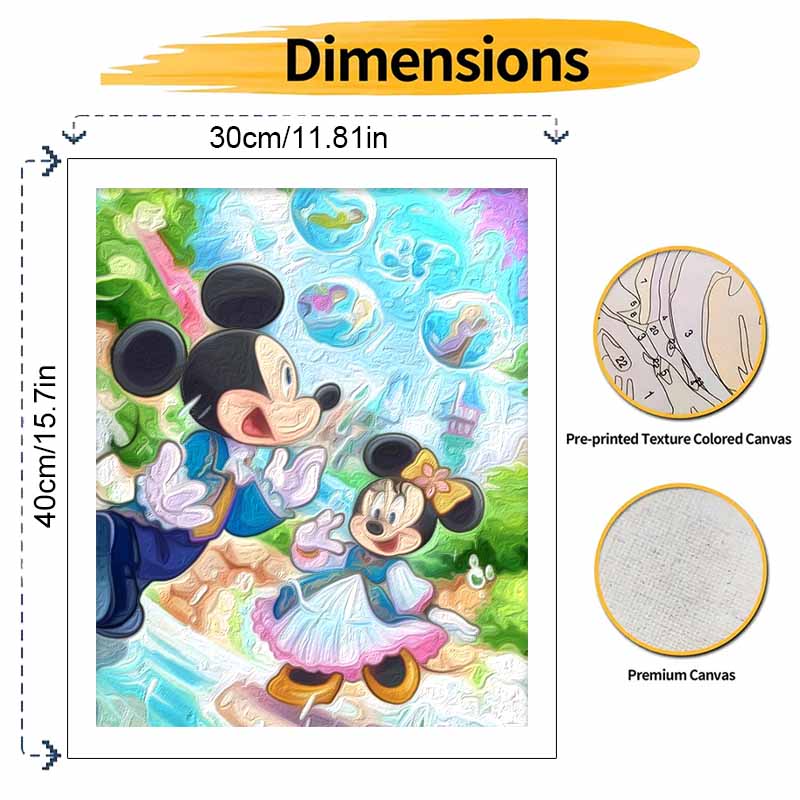 Disney Mickey and Minnie Mouse Bubble Fantasy Digital Oil Painting Art Painting Kit Manual Diy Painting for Home Decorations