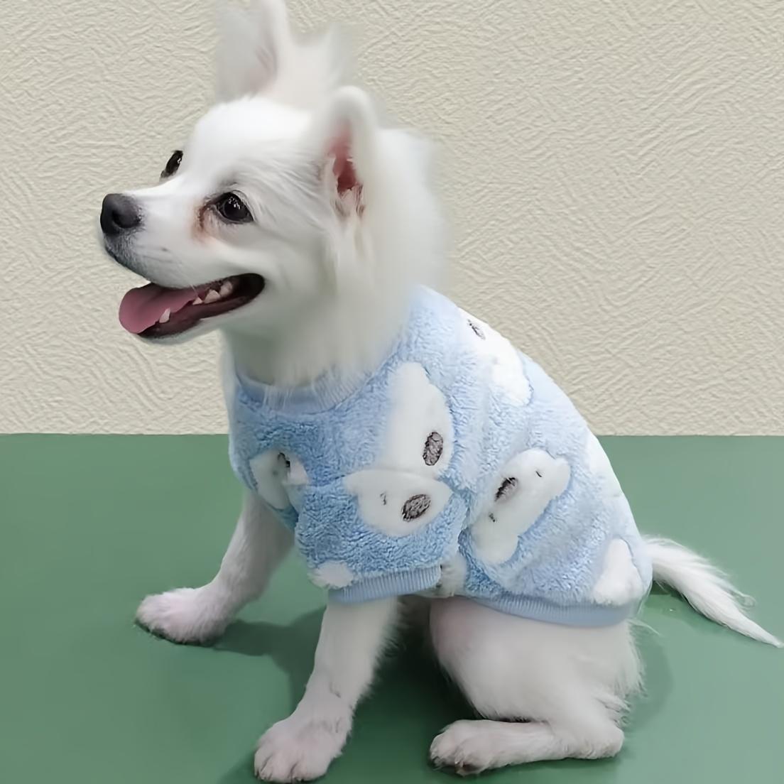 1PCS Pet Autumn and Winter Clothing, Skin-friendly Flannel Sweatshirts XS синий