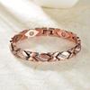 Women Bracelet Micro-Paved Rhinestones Inlaid Leaf Design Electroplated Bangle Wrist Jewelry Accessories