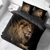 Lion Head Black Backdrop Duvet Cover Set Queen King Size 3 Piece Bedding With 2 Pillow Shams