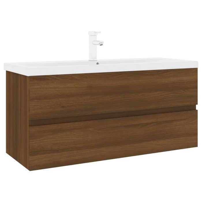 VidaXL Meuble Lavabo avec Bassin Intégré Armoire sous Lavabo Meuble de Rangement de Salle de Bain Maison Chêne Brun Bois 3152890