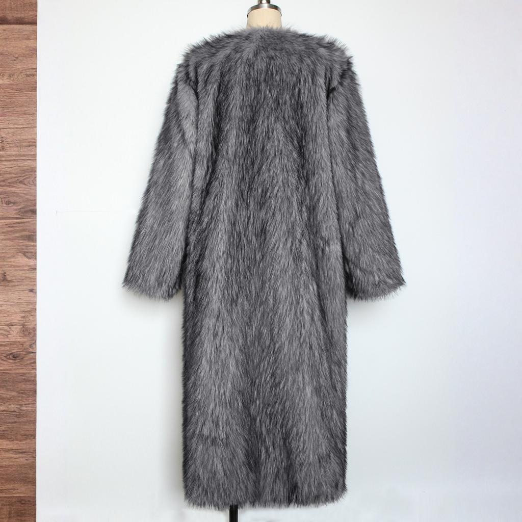 Damenmode Plüschjacke Lässiger einfarbiger Langarm-Cardigan Langer Mantel