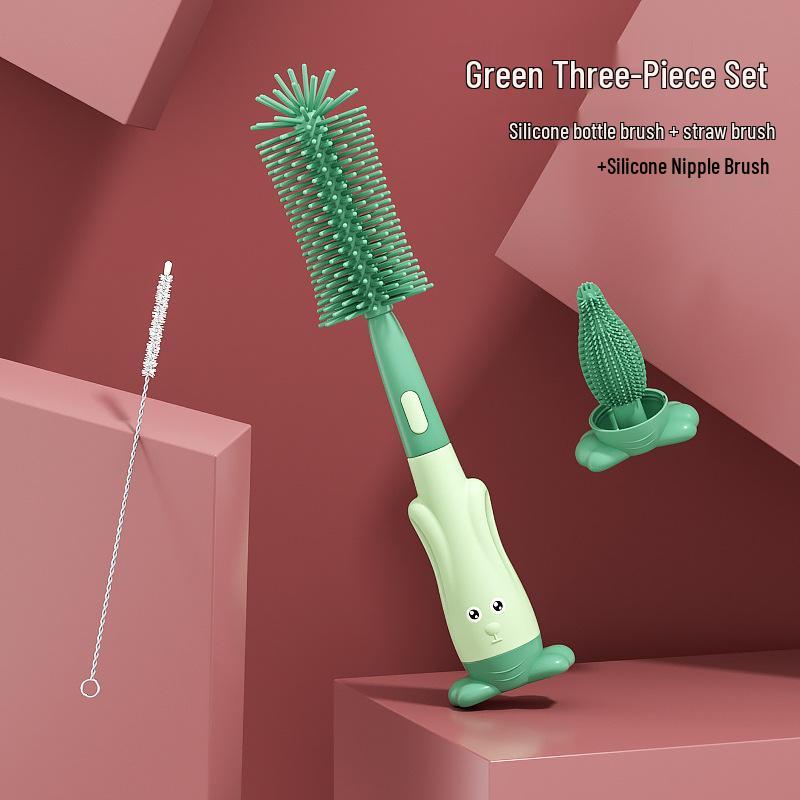 

Rotating Silicone Baby Bottle, Nipple, & Straw Cleaning Brush Set