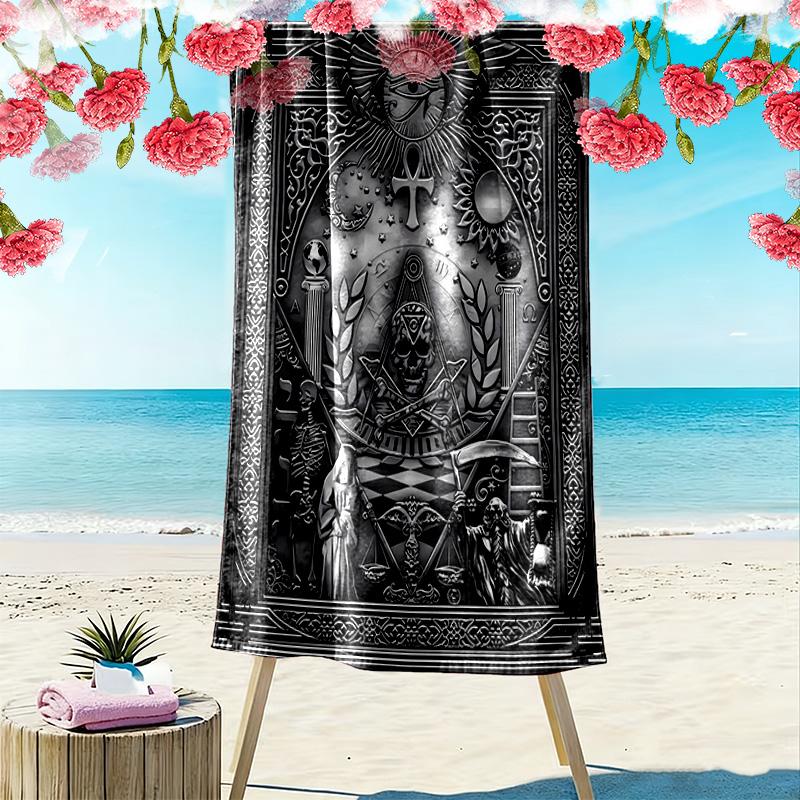 Masonic Freemason Print Beach Towel, Large Soft Quick Dry Towel for Beach Camping Swimming