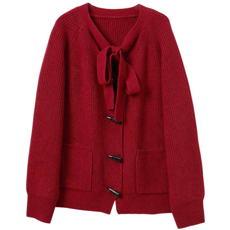 Sancai Women s V-Neck Loose Knit Cardigan XL