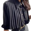 Ladies' Pleated Shirt Loose Turndown Collar Single Breasted Button Solid Color Ladies Shirts Spring Fashionable Versatile Famale Top