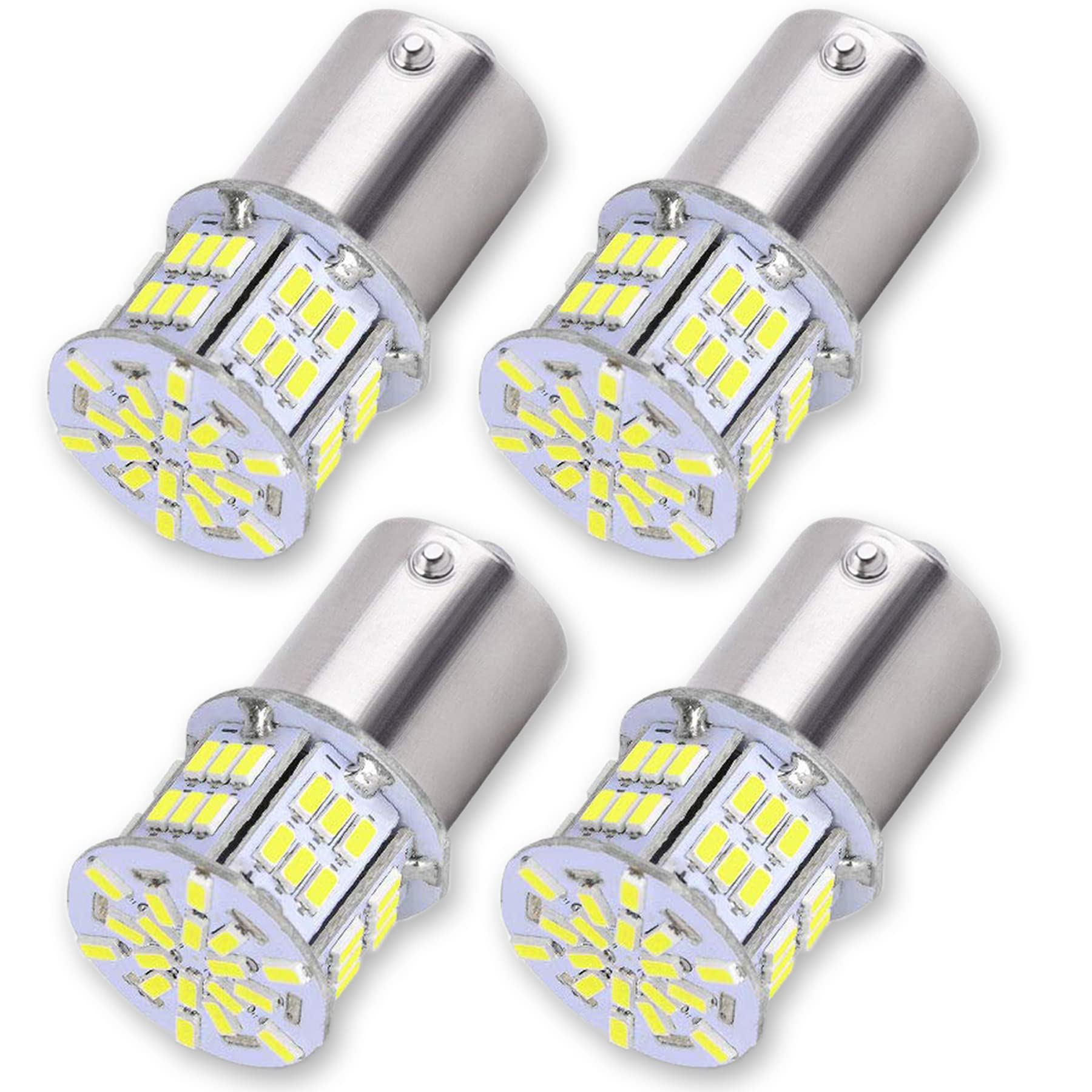 

TORIBIO S25 LED 1156 S25 G18 Pin Long Compatible with 12V and 24V 4-Pack High-Brightness Single-Bulb (P21W BA15S) 180° Angle, Life, 3014SMD, 54-LED, білий