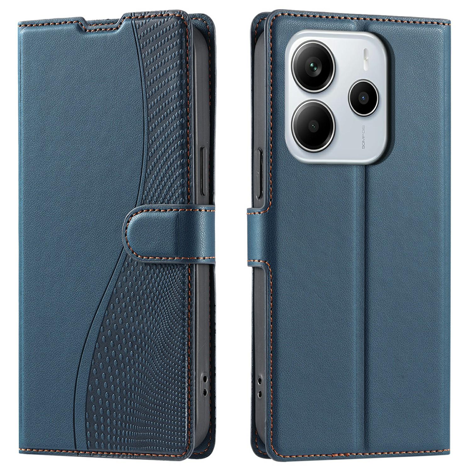 

For Xiaomi Redmi Note 14 4G (163.25mm) Case Dots Imprinted PU Leather Flip Phone Cover with Card Slot,Strap Blue