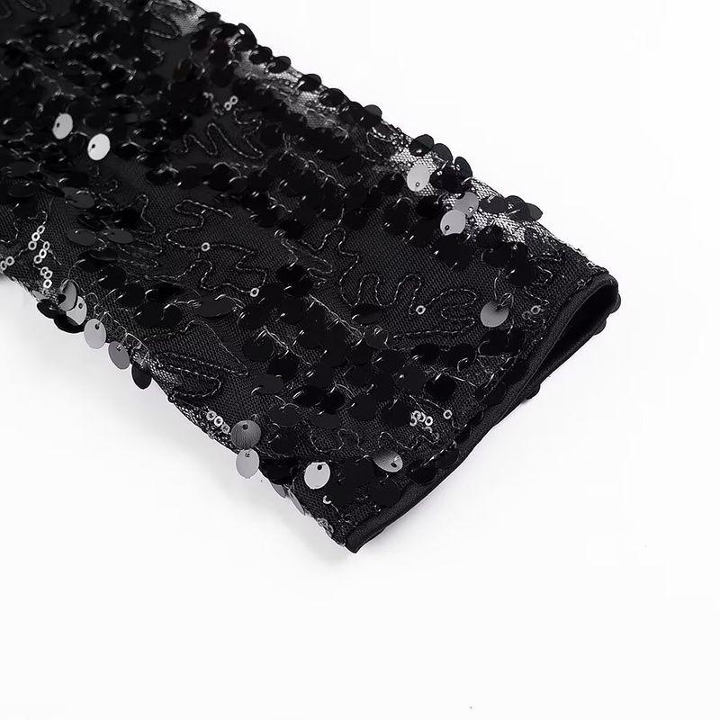 Kaslead New Women Clothes Western Style Fashion Simple and Versatile Bow Sequins Top