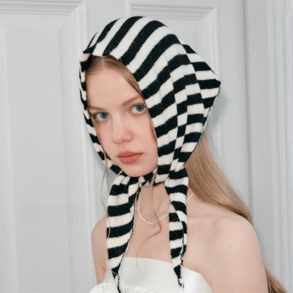 Solid Color Knitted Triangle Scarf Striped False Collar Neck Cover Cross Scarves Girl