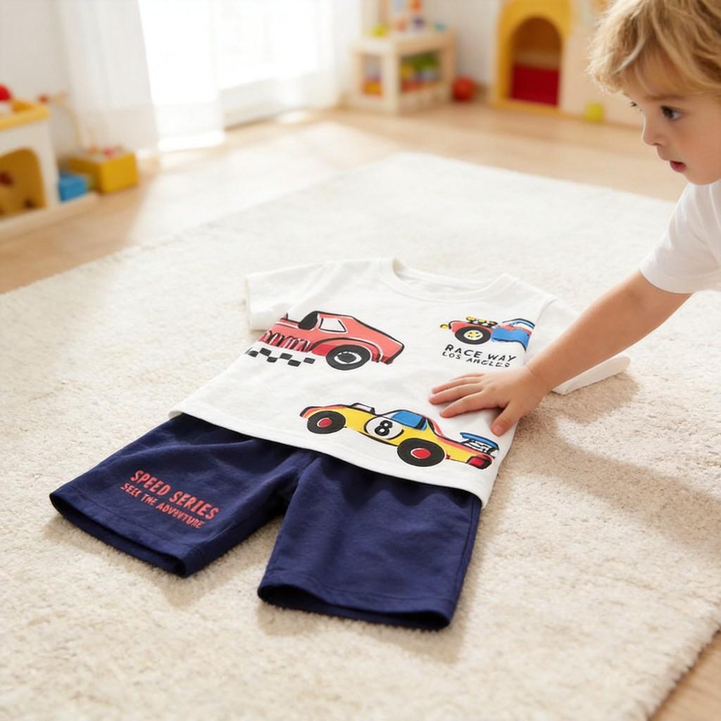 Boys Summer Cotton Casual Shorts And Tshirt Set For Kids Ages 3 To 8