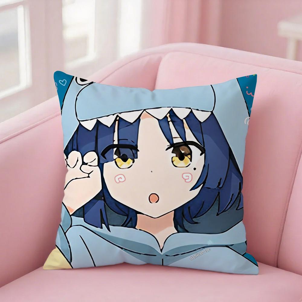 Bocchi The Rock Pillow Case Square Double-Sided Printing Short Plush Sofa Cushion Cover Bedroom Bedside Pillow