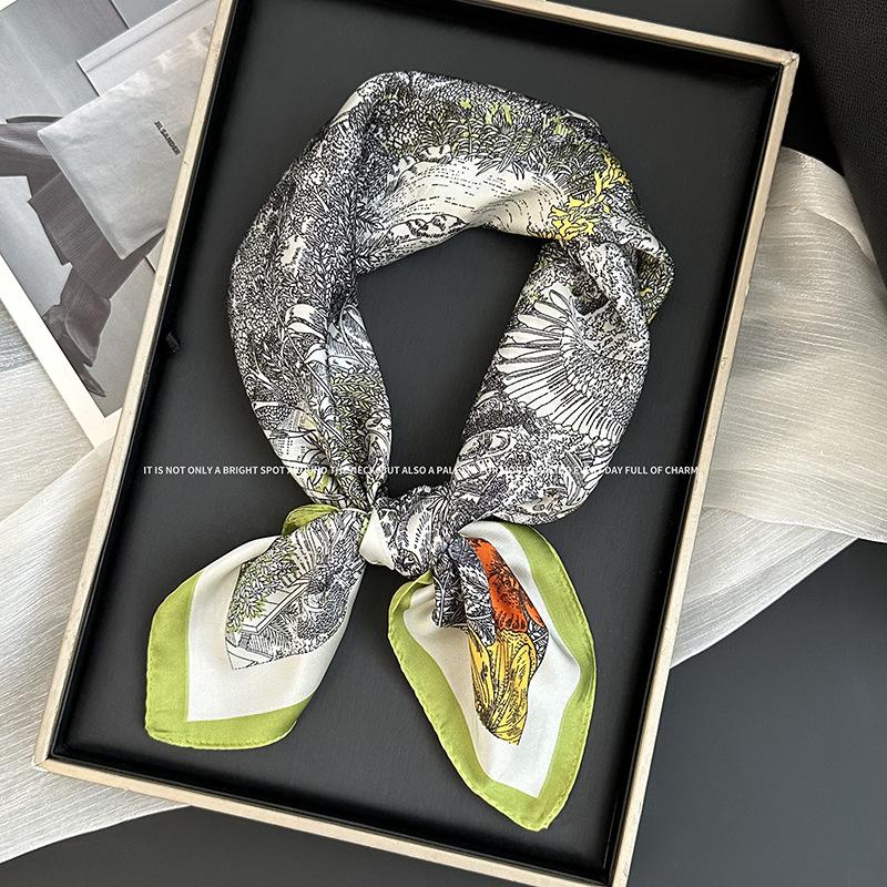 70 Square Scarf Neck Small Shawl New Fashion Silk Scarf High-end Decorative Temperament Scarf Headscarf Headband