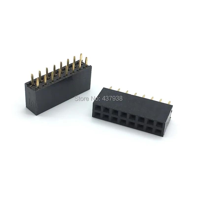 10pcs 2.54mm Double Row Straight Female 2-40P Pin Header Socket Connector 2x2/3/4/5/6/7/8/9/10/12/14/16/18/20/25/32/40Pin 2.54mm
