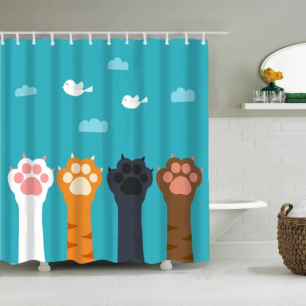 Versatile Design Bathroom Curtain With Hooks Easy Install Waterproof Easy Clean For Home Hotel Dorm Use