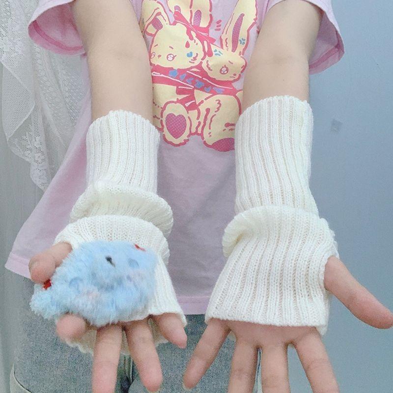 Harajuku Ins Ninja Finger Gloves Dark Dancing Hip Hop Earth Cool Sunscreen Arm Guard Knitted Sleeves Women