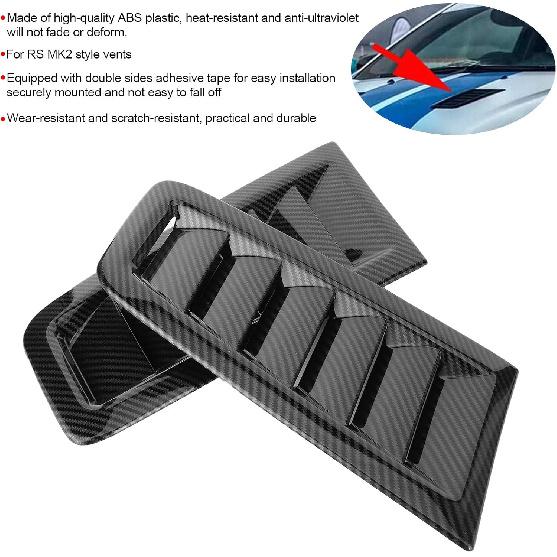 2pcs Universal Hood, Car Engine Vent Hood, Air Valve Cover Vent Hood, Car Exterior Parts for Focus RS MK2 (Carbon Fiber)