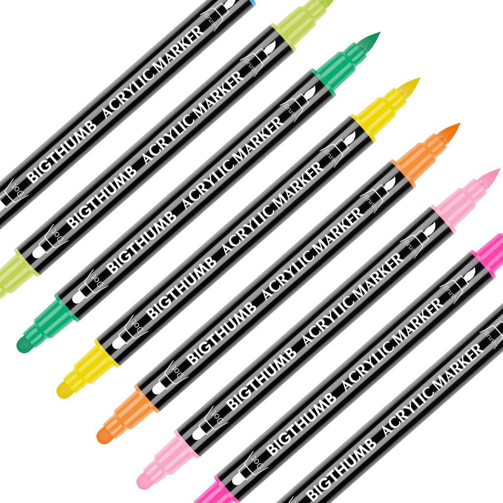 24-Pack Acrylic Paint Markers Vibrant Color Assortment Dual-Tip Quick Dry Non Toxic for Kids Adult