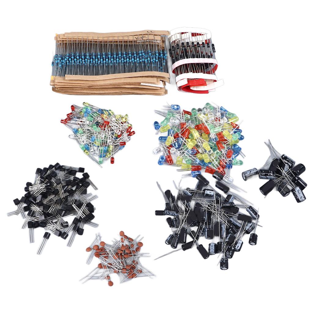1500PCS Electronic Component Kit Resistors Transistors Ceramic Electrolytic Capacitors LED Diodes As