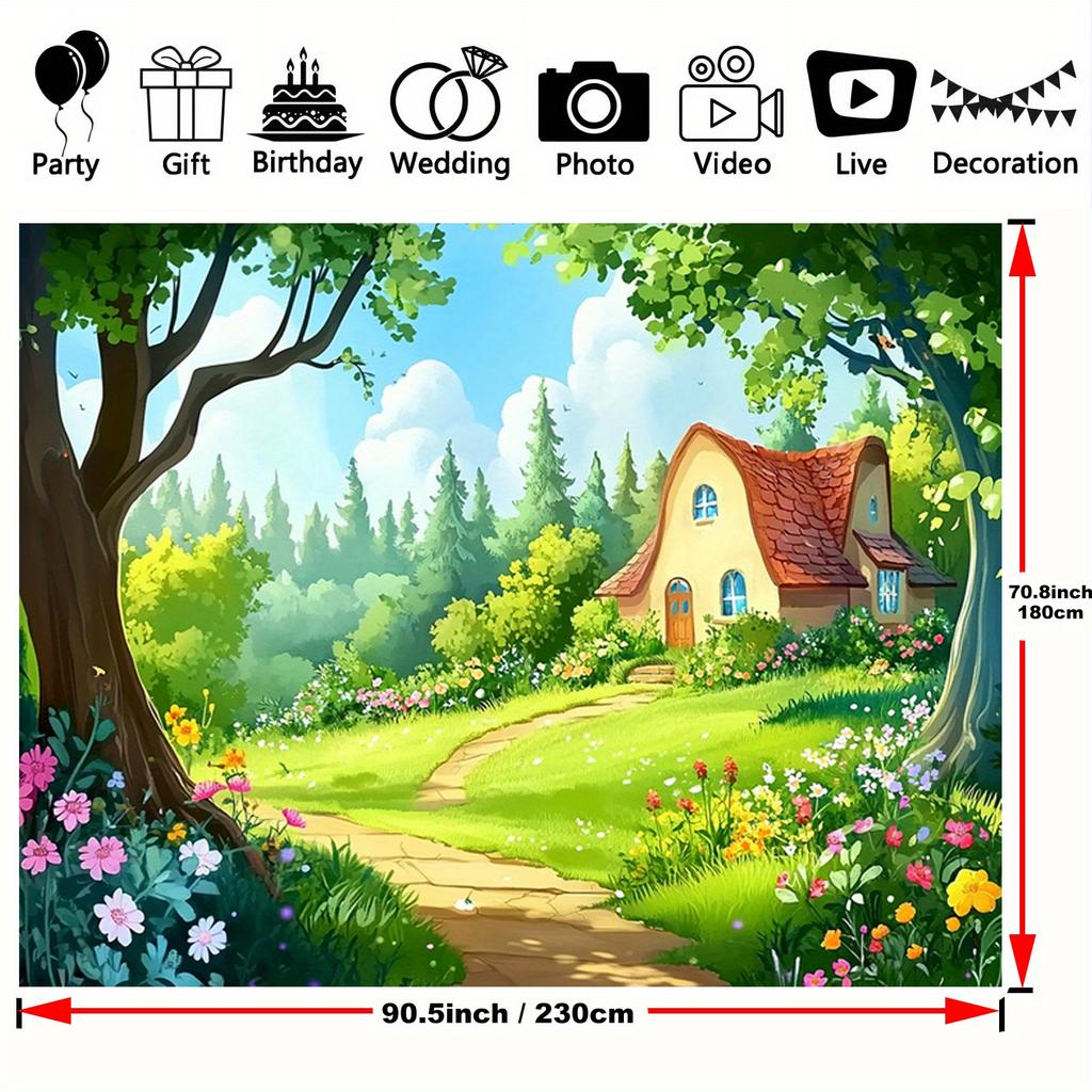 1pc Magic Forest Fairy tale background polyester banner suitable for parties weddings birthdays and photo booth props