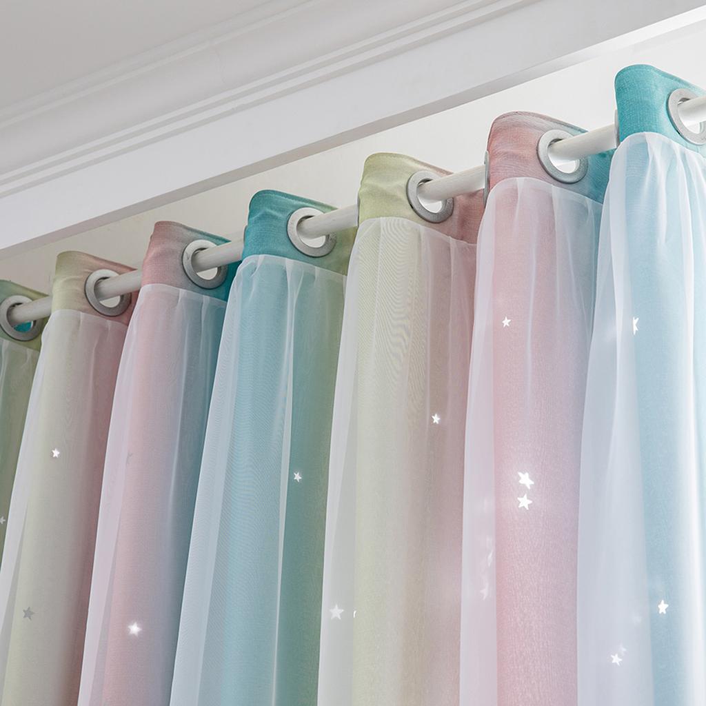 2PCS Star Curtains Blackout High Precision Curtains for Kids Girls Bedroom Living Room Colorful