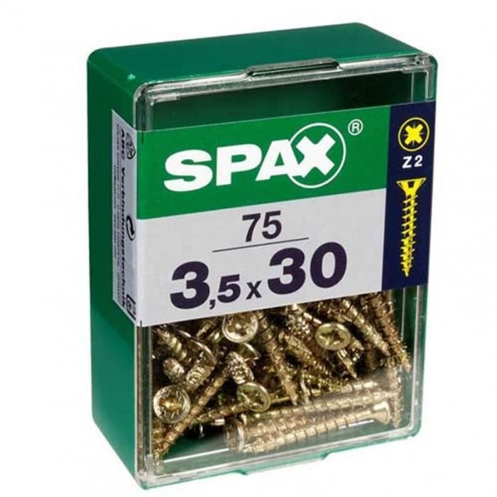 Screws - SPAX - 75 Screws - Steel - Countersunk Head - Diam. 3.5 Mm X L. 30 Mm