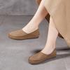 Frühling und Sommer neue Leder-Single-Schuhe Damen weiche Sohle Retro runde Spitze dicke Rindsleder Ein-Pedal-Fahren faule Schuhe