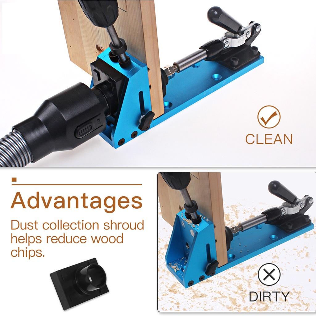 Blue Pocket Hole Jig Kit Woodworking Oblique Hole Locator Drill Bits 15 Degree Angle Drill Guide Set Hole Puncher DIY Carpentry Tools