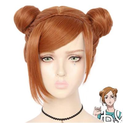 Anime Kugisaki Nobara Kugisa Wig With Buns Cosplay Costume Heat Resistant Synthetic Hair Jujutsu Kaisen Women Brown Wigs