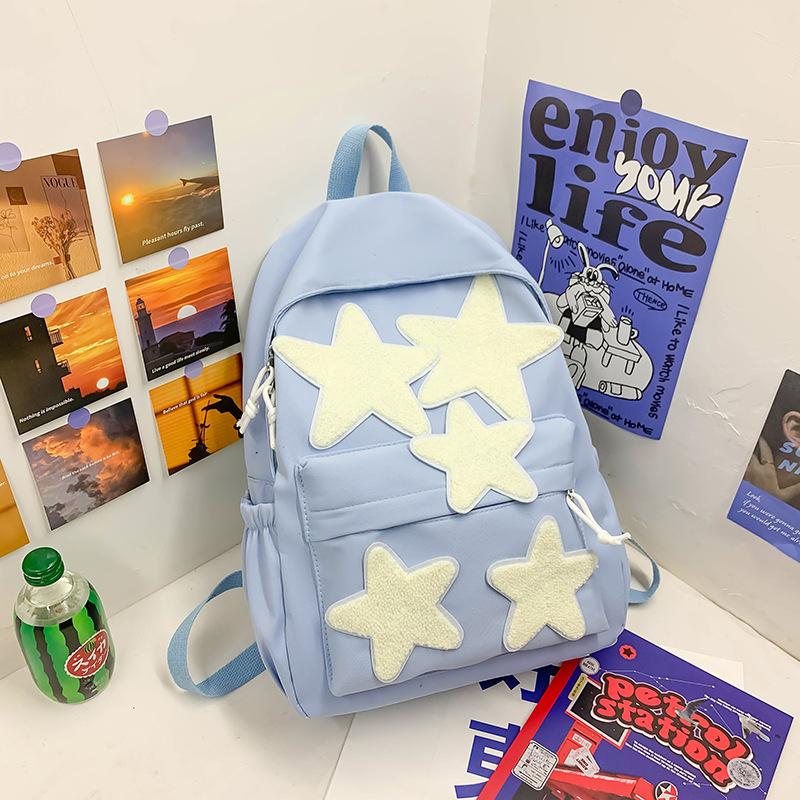 Women's Casual School Backpack Fashi Five-Pointed Star Shoulder Bags For Teenagers Girls Students Large Capacity Laptop Handbags