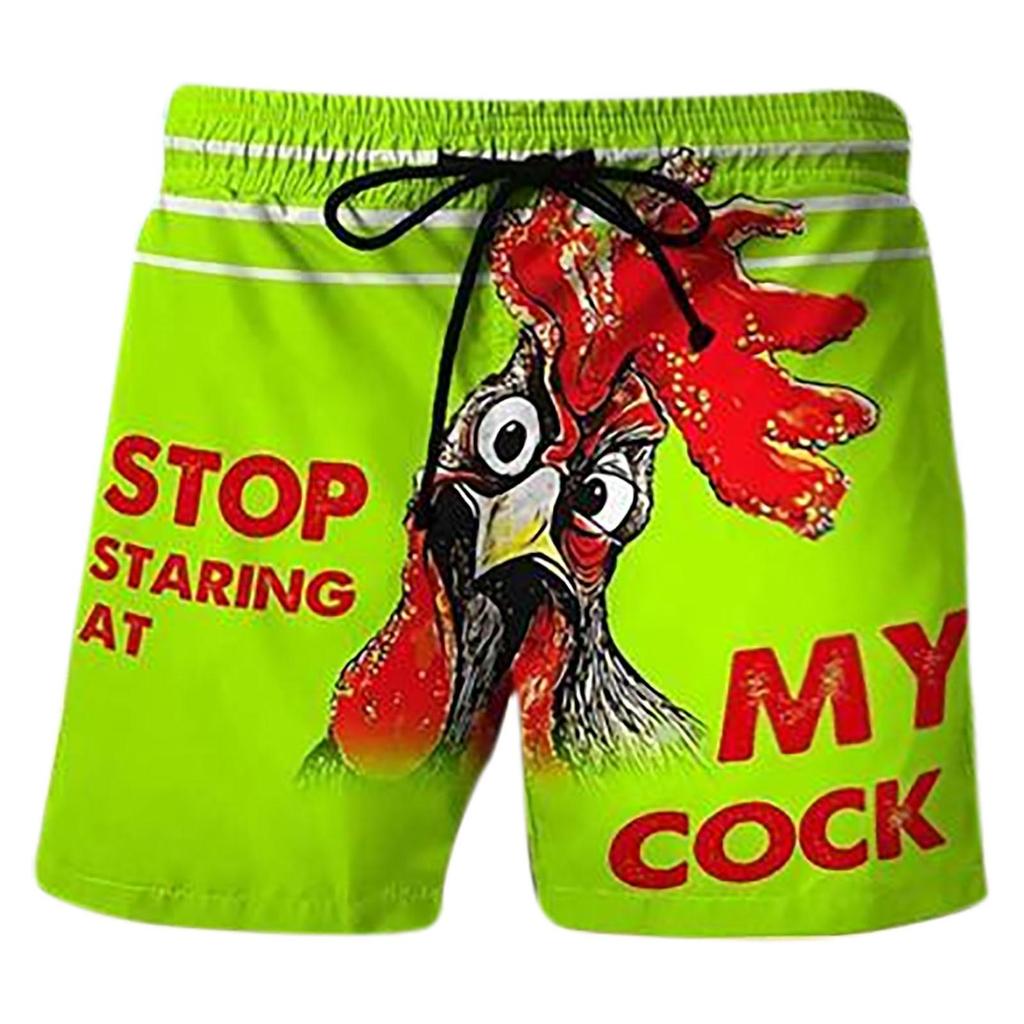 Men's 3D Turkey Head & Banana Print Swim Shorts