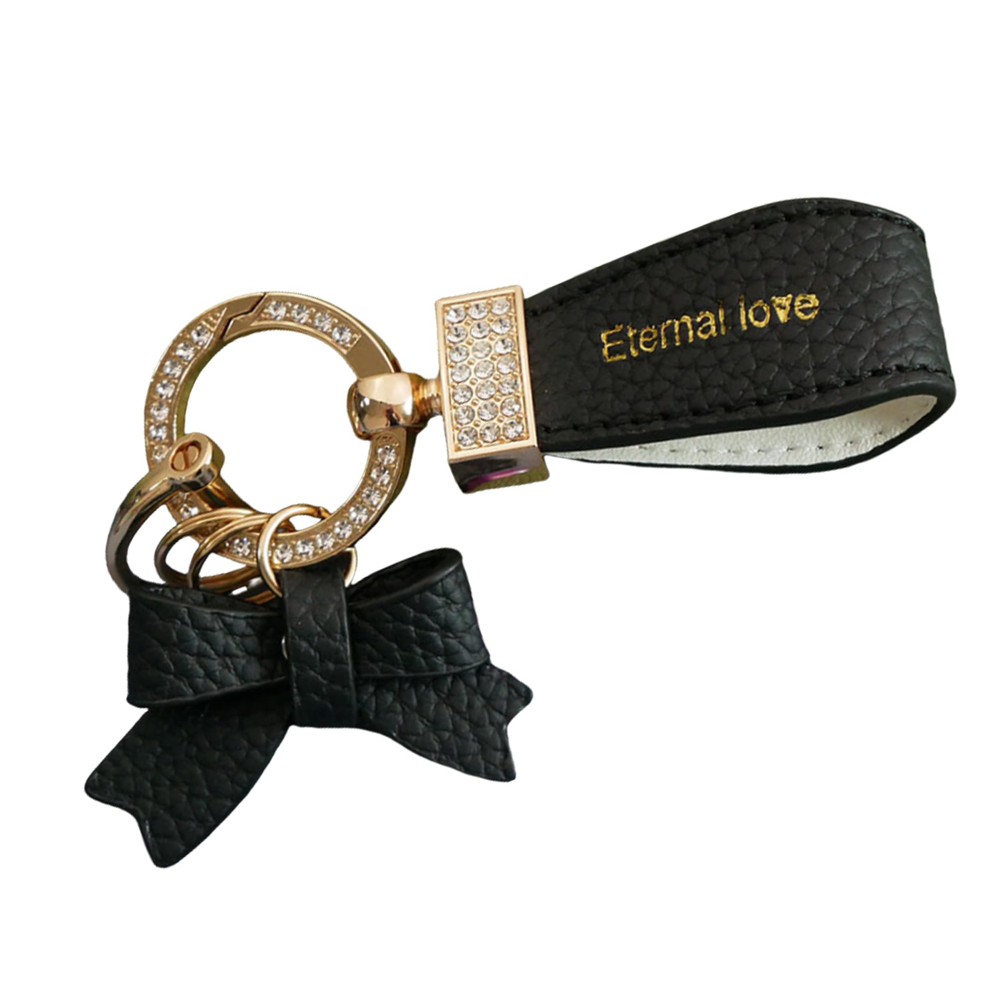 

KENASTA Stylish Sparkly Zinc Alloy and Leather with Snap Easy to Compatible with and House Keys with Gold Women s Keychain, Lightweight, Design, Hook,