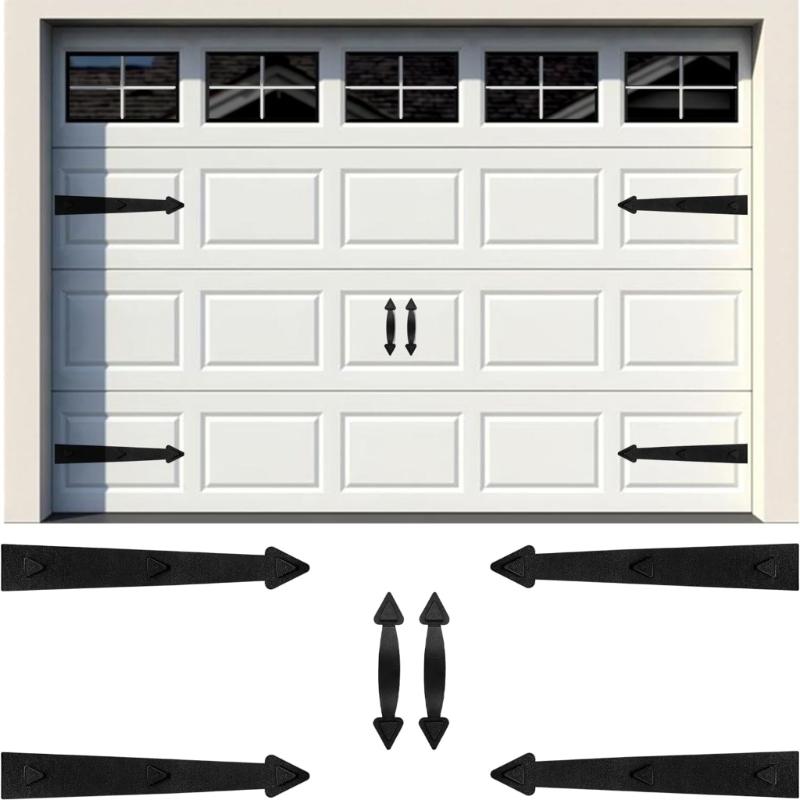 Garage Door Decorative Magnets 4 Hinges 2 Handles Set Reusable Removable Hardware Quick Fixing for Metal Door Decors
