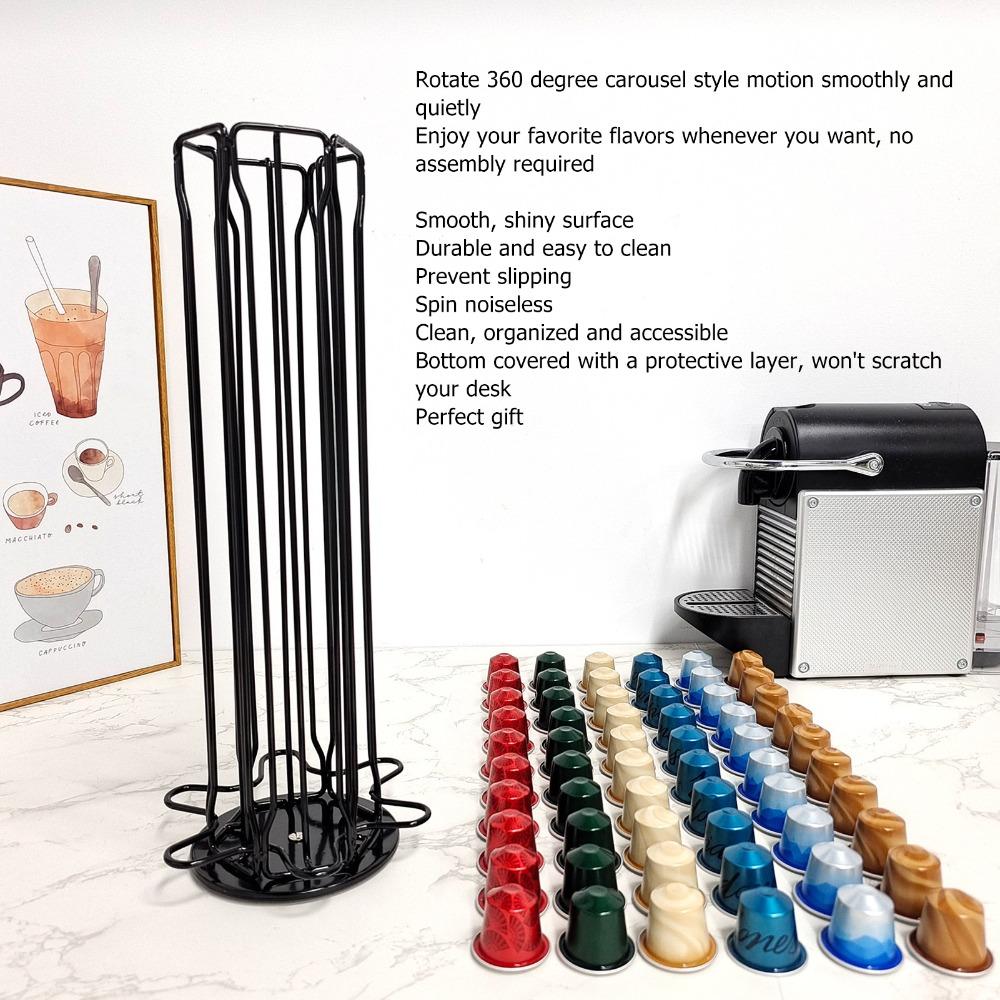 Hält 60 Kapseln Kaffeeturm Ständer 360 Grad drehbar Kaffeekapsel Aufbewahrungsregal für den Heimgebrauch in der Küche