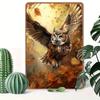 Vintage Metal Wall Art Poster Flying Owl Halloween Decor for Bar Garage