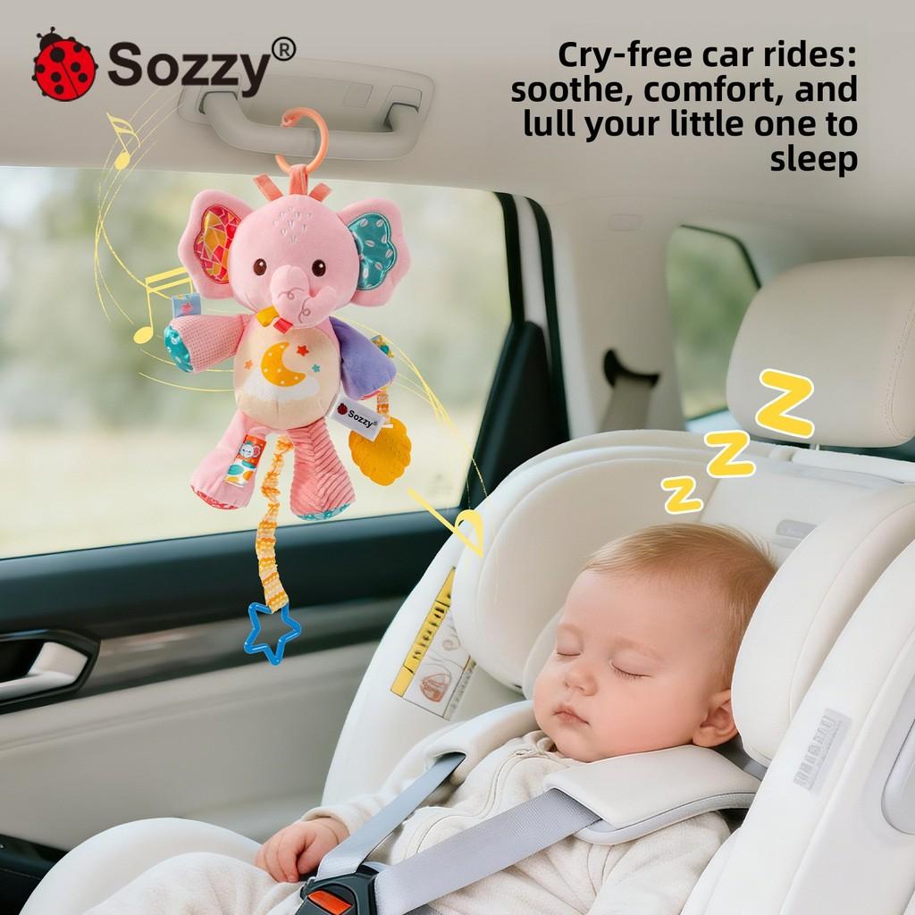 Elephant Lion Dog Plush Animal Music Box Toy With Hanging Bell For Infant Sleep And Sensory Development
