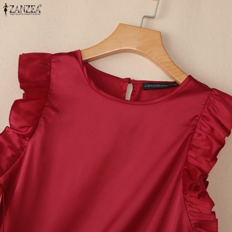ZANZEA Canotte senza maniche casual da donna con scollo tondo tinta unita
