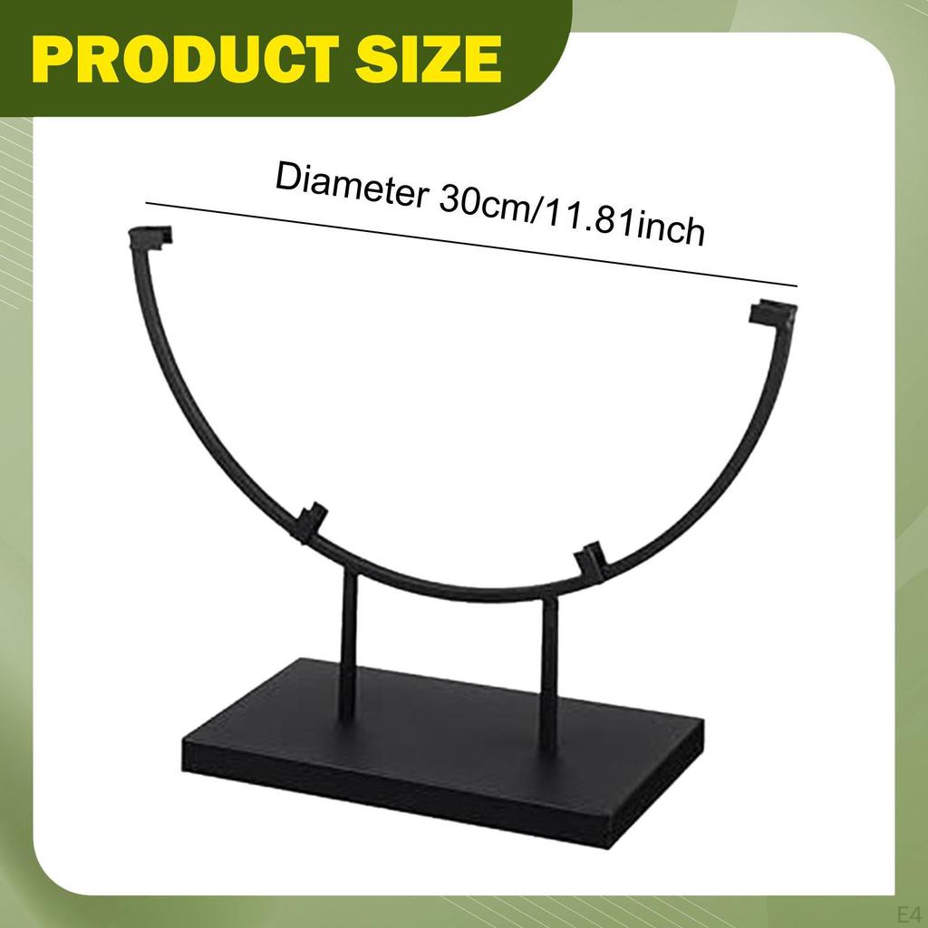 Display Stand Ceramic Tile for Stained Glass Art Round Black Metal Plate Holder Desktop