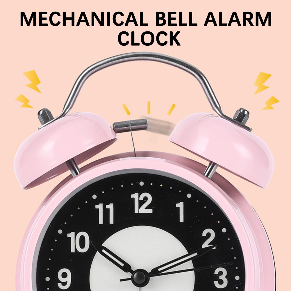 Classic Twin-Bell Alarm Clock Extra-Loud Backlight Silents Sweep Retro Alarm Clock Student Time Manager Desktop Alarm Clock