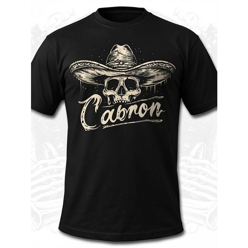 European sizes Men's T-Shirt with Vintage Western Graphic | Casual Crew Neck, Slight Stretch Fabric, Regular Fit, Perfect for Men, Geometric-Pattern